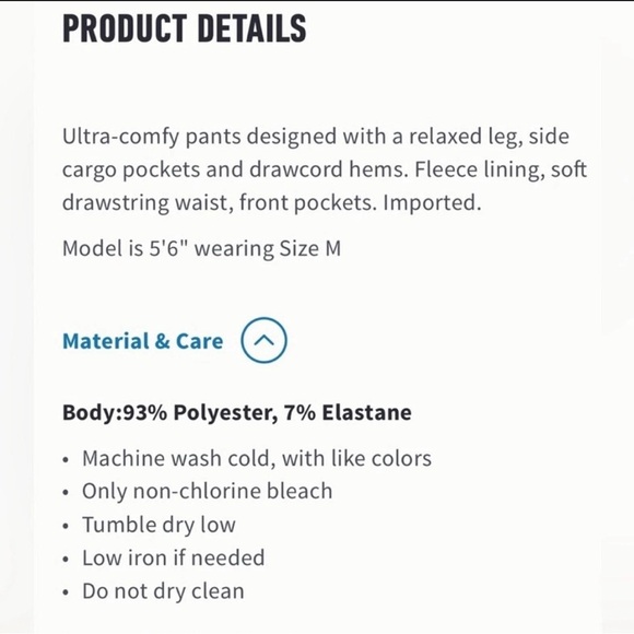 Gilly Hicks NWT Recharge Cargo Pants fleece lined drawstring hems pockets XL - Picture 5 of 14